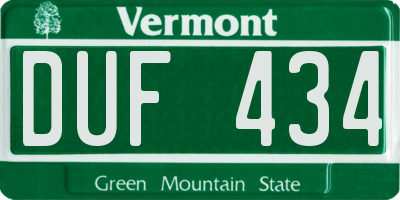VT license plate DUF434