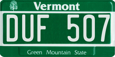 VT license plate DUF507