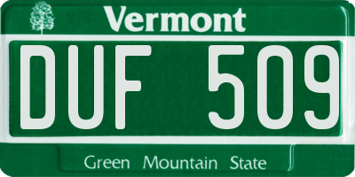 VT license plate DUF509