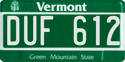VT license plate DUF612