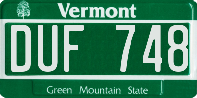 VT license plate DUF748