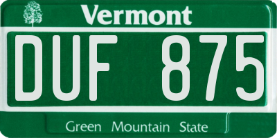 VT license plate DUF875