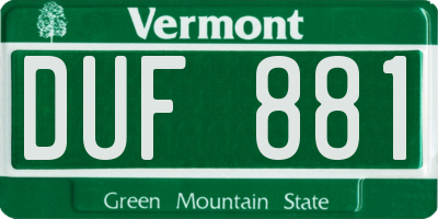 VT license plate DUF881