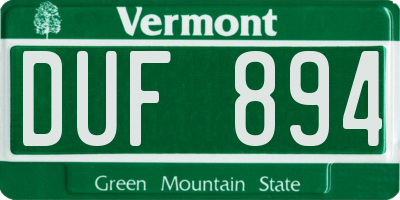 VT license plate DUF894