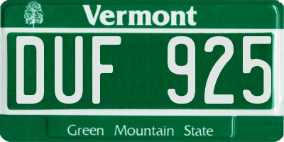 VT license plate DUF925