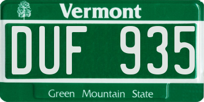 VT license plate DUF935