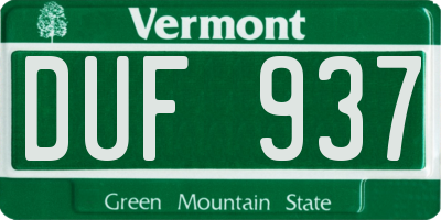 VT license plate DUF937