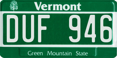 VT license plate DUF946