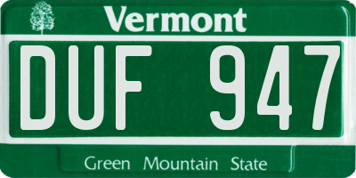 VT license plate DUF947