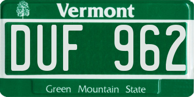 VT license plate DUF962