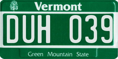 VT license plate DUH039