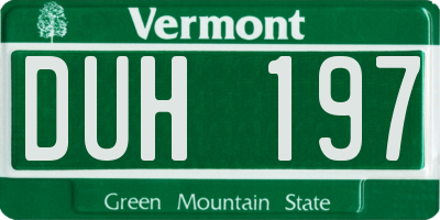 VT license plate DUH197