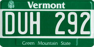 VT license plate DUH292