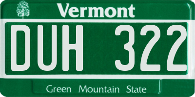 VT license plate DUH322