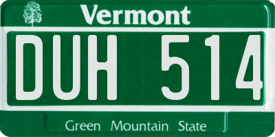 VT license plate DUH514