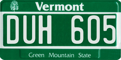 VT license plate DUH605
