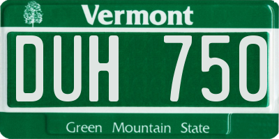 VT license plate DUH750
