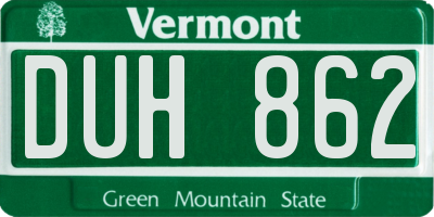VT license plate DUH862