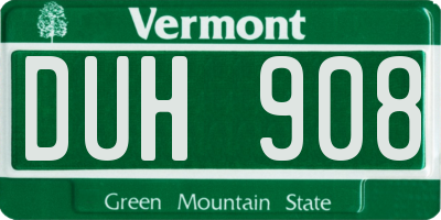 VT license plate DUH908