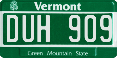 VT license plate DUH909