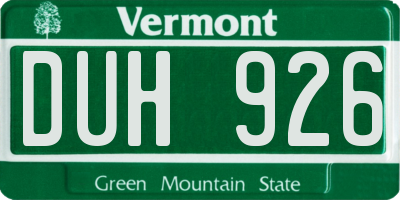VT license plate DUH926