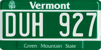 VT license plate DUH927