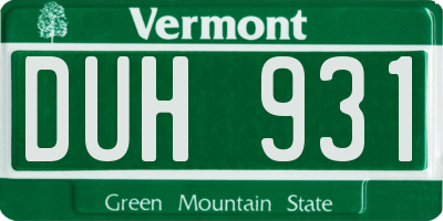 VT license plate DUH931