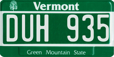 VT license plate DUH935