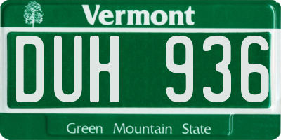 VT license plate DUH936