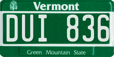 VT license plate DUI836