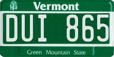 VT license plate DUI865