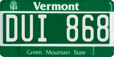 VT license plate DUI868