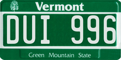VT license plate DUI996