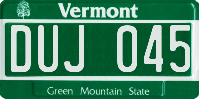 VT license plate DUJ045
