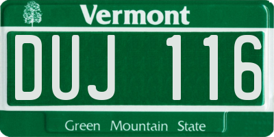 VT license plate DUJ116