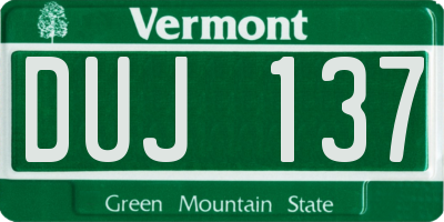 VT license plate DUJ137