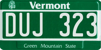 VT license plate DUJ323