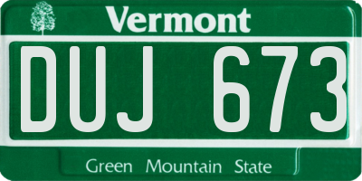 VT license plate DUJ673