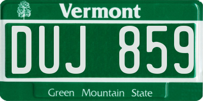 VT license plate DUJ859