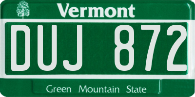 VT license plate DUJ872