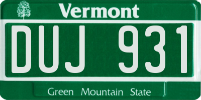 VT license plate DUJ931