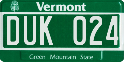 VT license plate DUK024