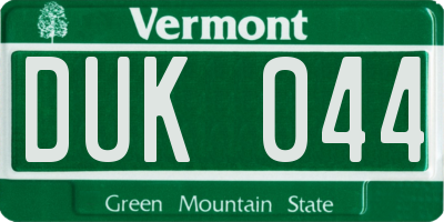 VT license plate DUK044