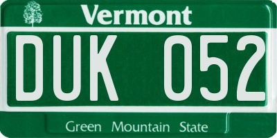 VT license plate DUK052