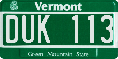 VT license plate DUK113