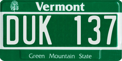 VT license plate DUK137