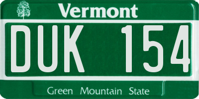 VT license plate DUK154