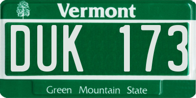 VT license plate DUK173