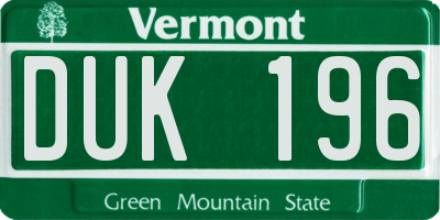 VT license plate DUK196