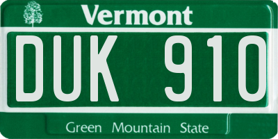 VT license plate DUK910